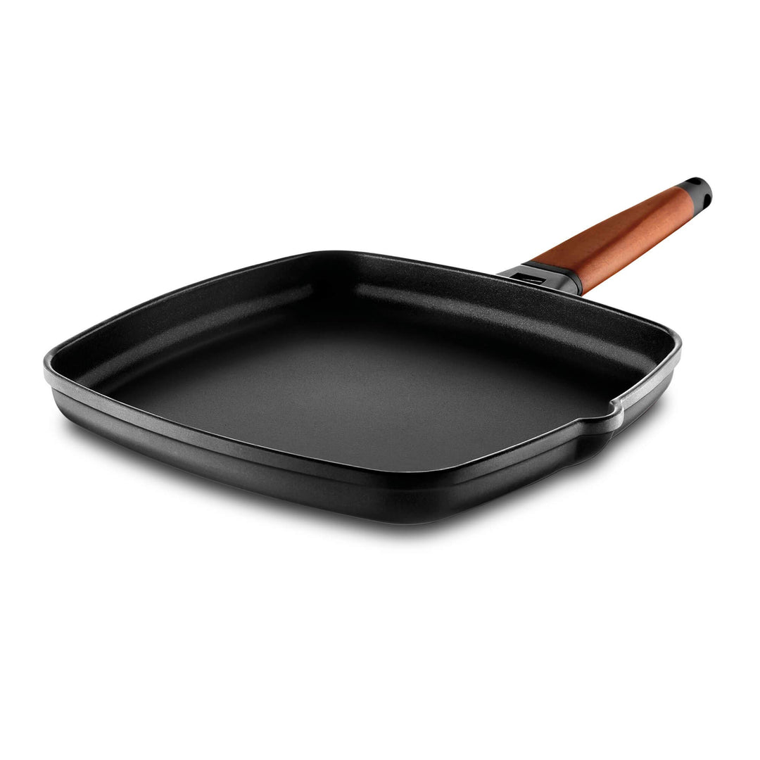 Castey Grillpfanne mit Zedernholzgriff glatt