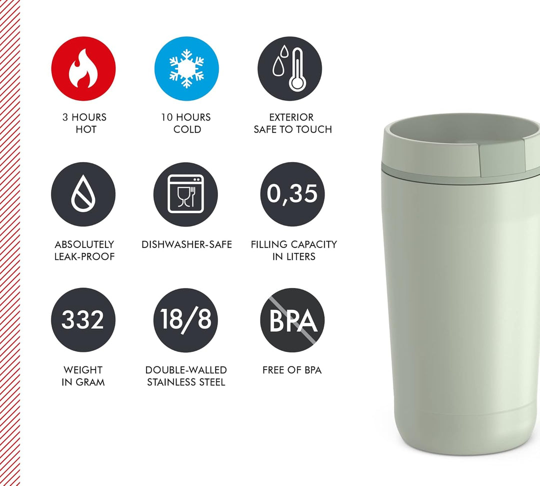 THERMOS GUARDIAN MUG 0,35 l, Thermosbecher matcha green mat, Edelstahl-Becher für Kaffee, nachhaltig