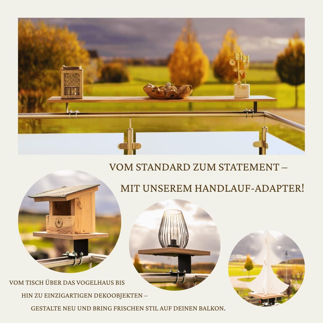 Universeller Balkon-Adapter – stabile Halterung ohne Bohren | Metall, schwarz pulverbeschichtet | Ha
