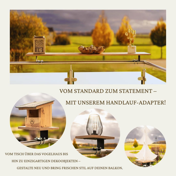 Universeller Balkon-Adapter – stabile Halterung ohne Bohren | Metall, schwarz pulverbeschichtet | Ha