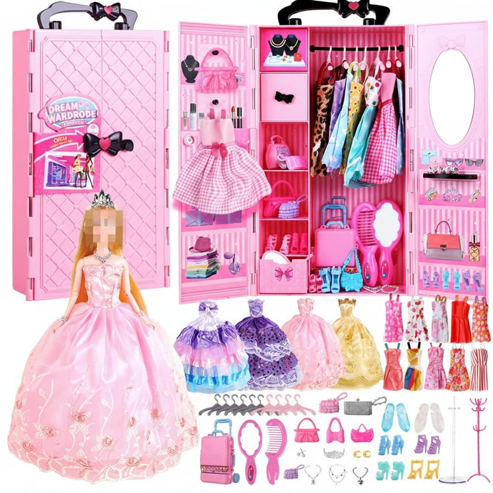 UCanaan Puppen Kleiderschrank für 11,5 Zoll Mädchen Puppen Kleidung und Zubehör 51 Stück Inklusive K