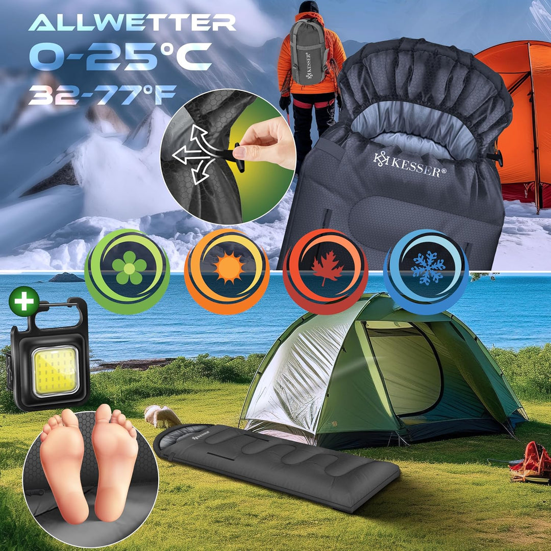 KESSER® Schlafsack Outdoor | Deckenschlafsack 3-4 Jahreszeiten | Camping-Sleeping-Bag für Erwachsene