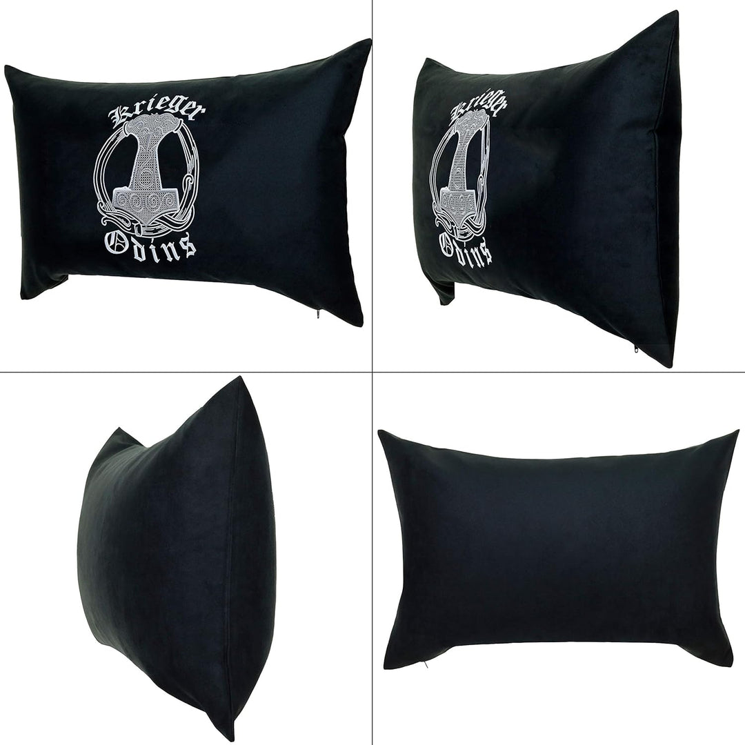 EXPRESS-STICKEREI Wikinger Kissen mit Füllung 40x60cm Wikinger Odins Krieger Wohnzimmer Nordmann Kel