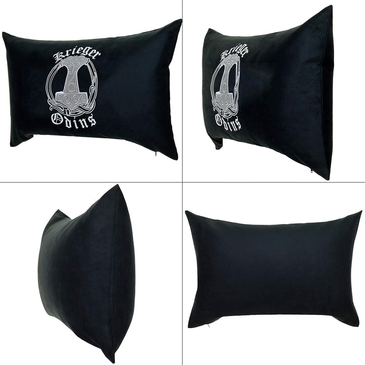 EXPRESS-STICKEREI Wikinger Kissen mit Füllung 40x60cm Wikinger Odins Krieger Wohnzimmer Nordmann Kel