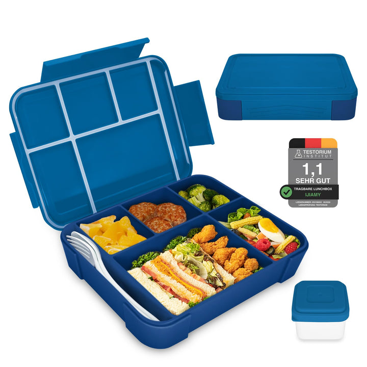 IJIAMY Brotdose Kinder mit Fächern, 1300ml Jausenbox Kinder, Auslaufsicher Bento Box, Lunchbox Kinde