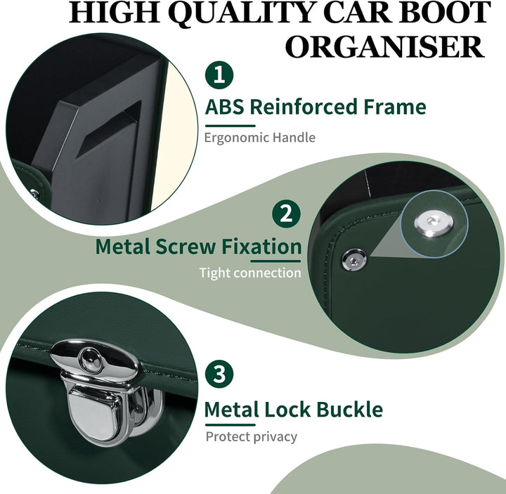 Kofferraum Organizer mit Deckel – Premium NAPPA-Leder, Tragbarer Push-Pull-Griff & Stabile Universal