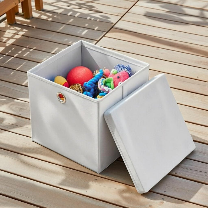 StickandShine 4er Set Weiss Faltbox 28 x 28 x 28 cm Aufbewahrungsbox faltbar mit Deckel, Weiss