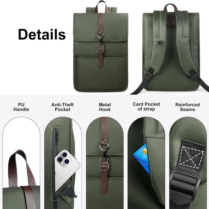 Laptop Rucksack Herren Damen, Rucksack mit Laptopfach mit USB-Anschluss für 15,6 Zoll Laptop, Elegan