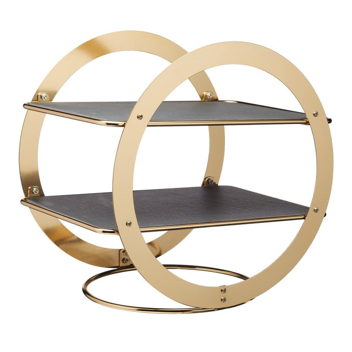 Artesà ringförmige Etagere, Messing Finish, 31.5x22.5x30cm, Geschenkbox Präsentationsständer mit 2 E