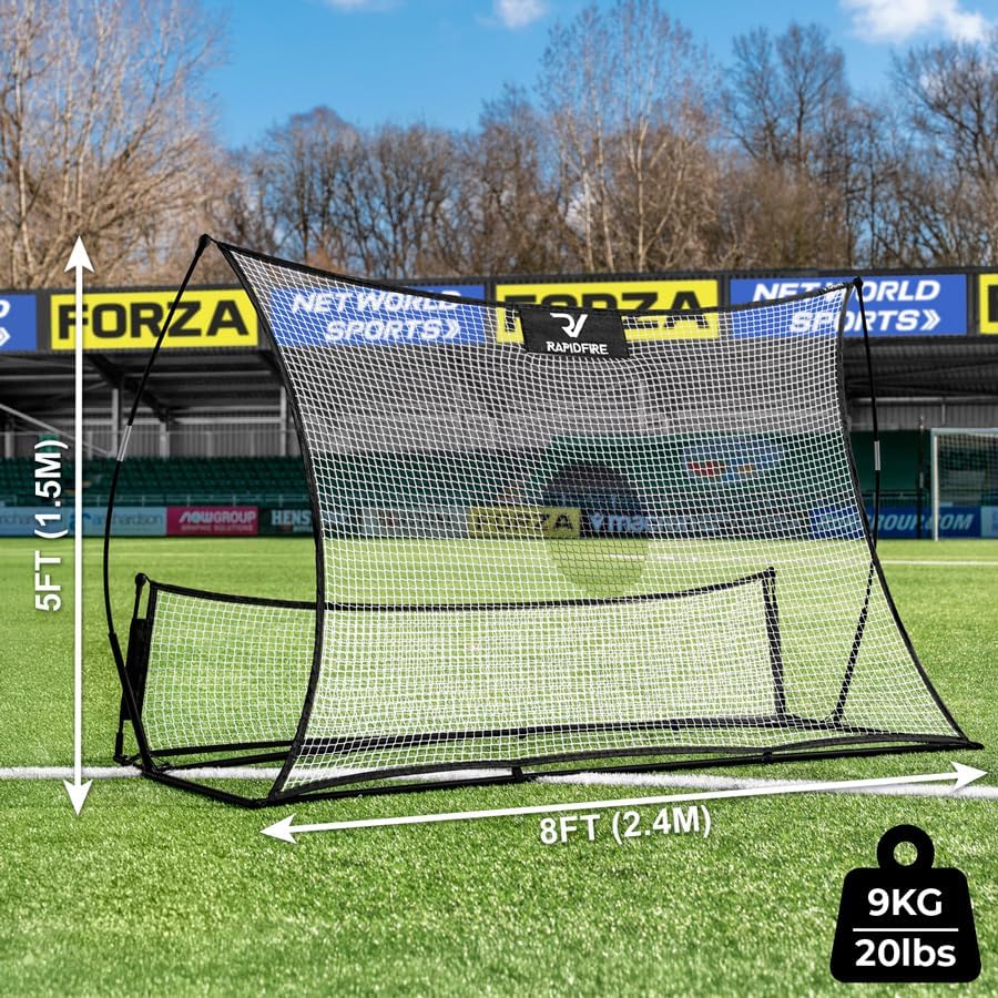 FORZA RAPIDFIRE Flash II Pop-Up Fussball-Rebounder [2,4m x 1,5m] | Schnell aufbaubare Trainingshilfe