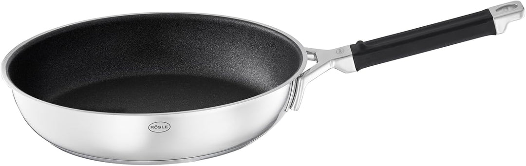 RÖSLE SILENCE PRO Bratpfanne, Pfanne mit kratzfester Premium-Antihaftversiegelung ProResist, Silikon