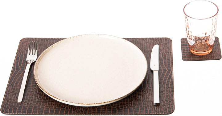 Nikalaz Platzsets und Untersetzer aus Recyceltem Leder Tisch-Sets, 2 Stück Tischsets, Platzdeckchen