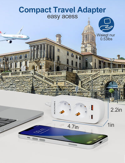 Adapter für Südafrika mit PD20W USB Schnellladegerät, Reisestecker Namibia, Reiseadapter Südafrika,