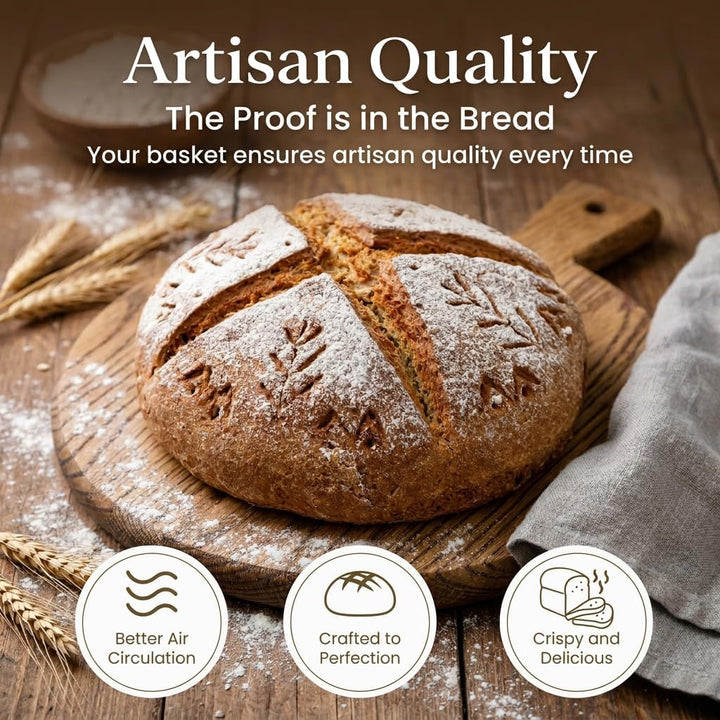Kobete Gärkörbchen Rund Set, 2 x 23cm Runde Brotkörbchen | Gärkorb Rund zum Brotbacken aus Natürlich