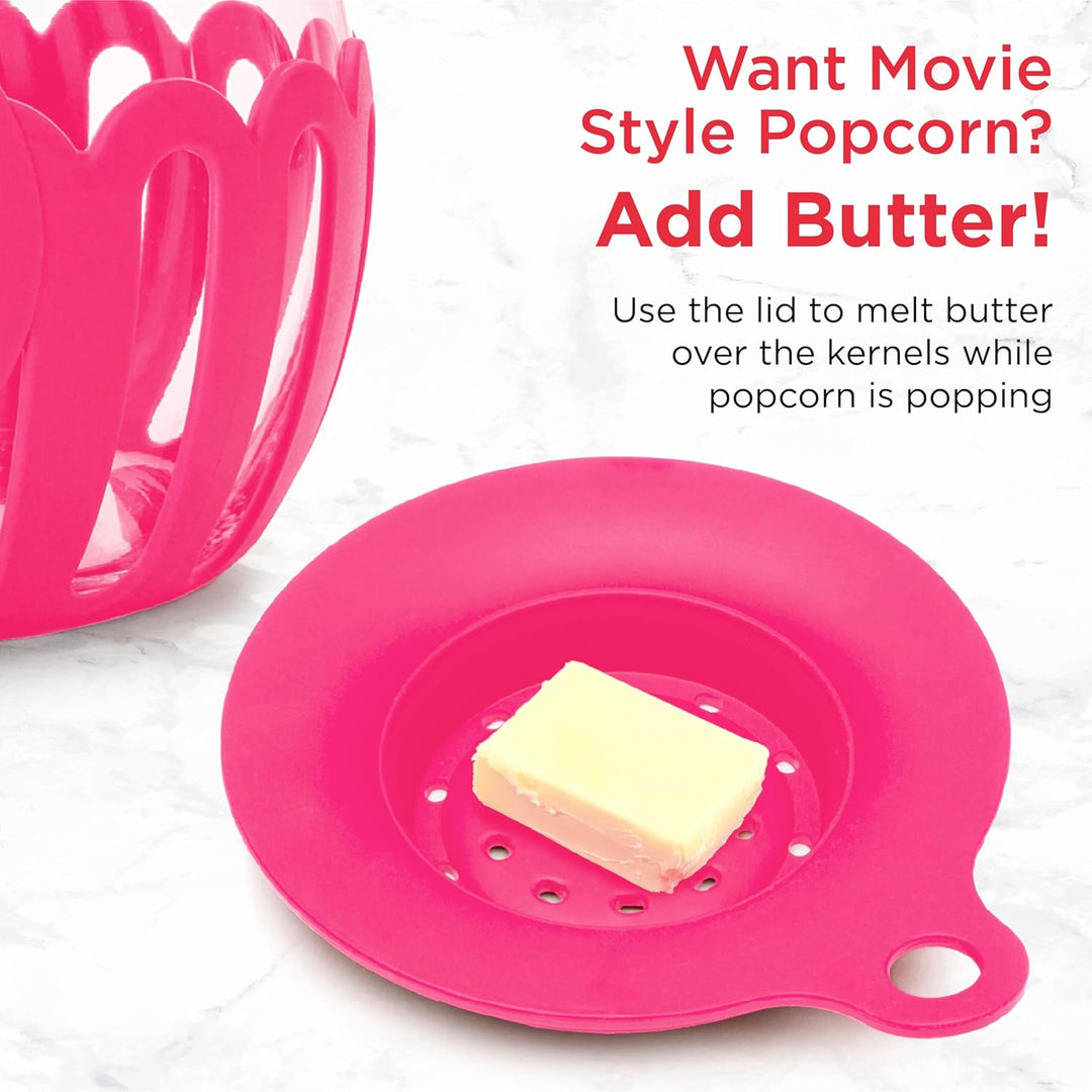 Ecolution patentierter Micro-Pop Mikrowellen-Popcorn-Popper, Borosilikatglas, hot pink 1.5-Quart Sna
