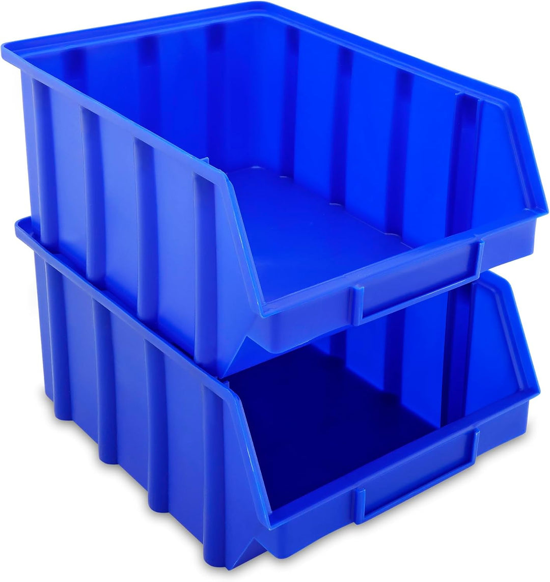 S&S-Shop 26 Stapelboxen Blau Gr.3, aus hochwertigem Kunststoff, mit Schildcheneinschub, Ordnungsboxe