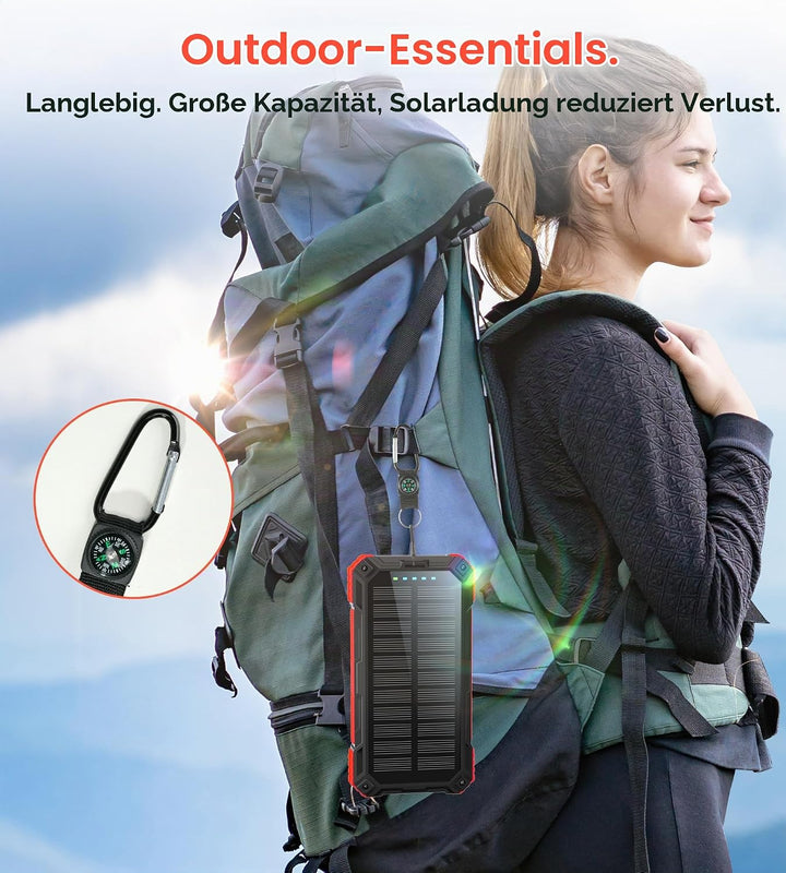 52800mAh Solar Wireless Power Bank, tragbares Ladegerät 30W Schnelles Ladegerät 6 Ausgänge &amp; 4 Eingä