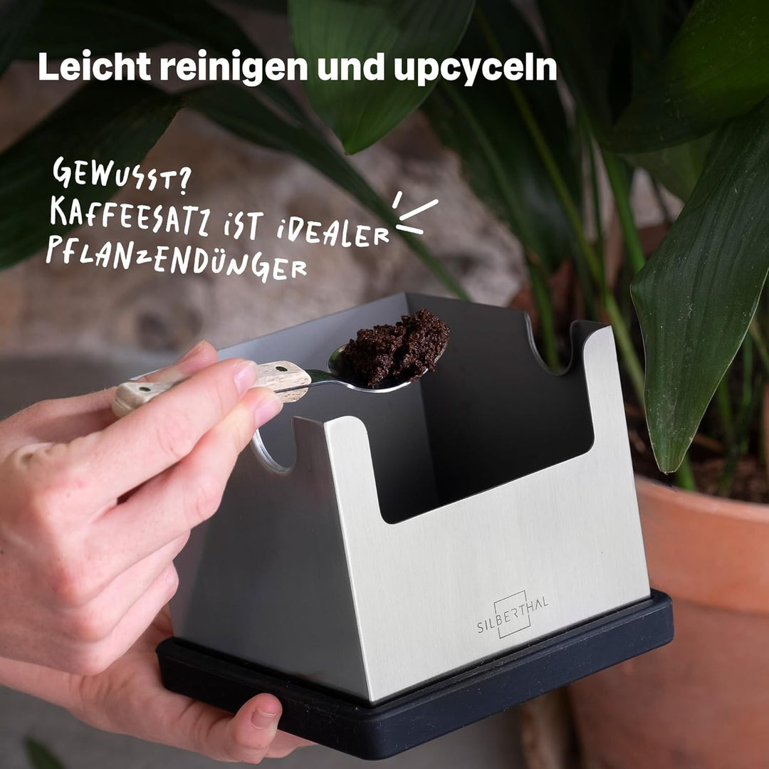 SILBERTHAL Abklopfbehälter für Siebträger Edelstahl - Version 2.0 - Tamperstation und Knock Box mit