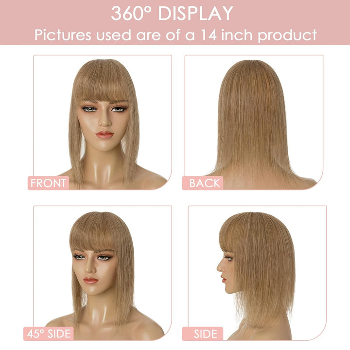 Haarteile Echthaar Clip in Extensions Echthaar Topper Extensions Echthaar mit Pony(11cm lang) Toupet