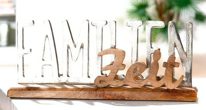 GILDE Familien Zeit Deko Alu und Mango Holz ca 43 cm