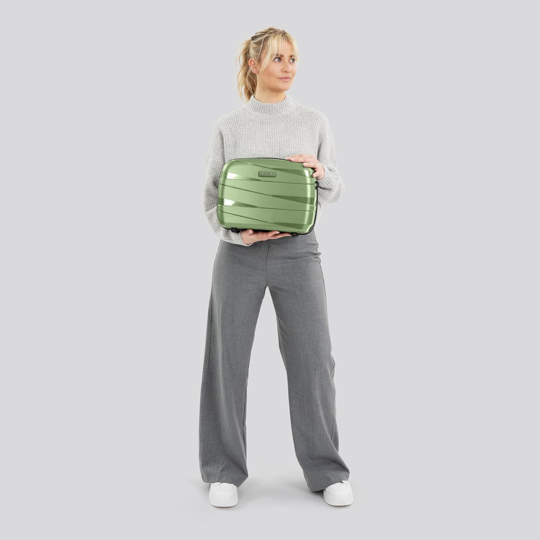 REDOLZ Hartschalen Handgepäck Kosmetik-Koffer | Stabiles Beauty-Case mit Aufsteckfunktion | 34 x 17