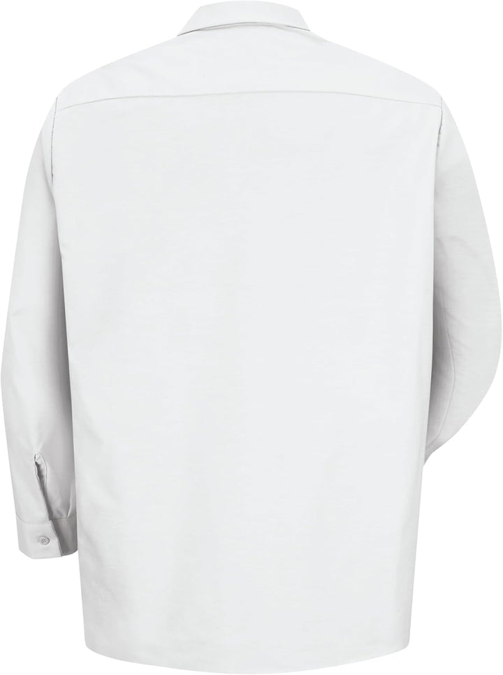 Red Kap Herren Performance Tech Langarmshirt Arbeitshemd mit Knopfleiste (1er Pack) M Weiss, M Wei&#