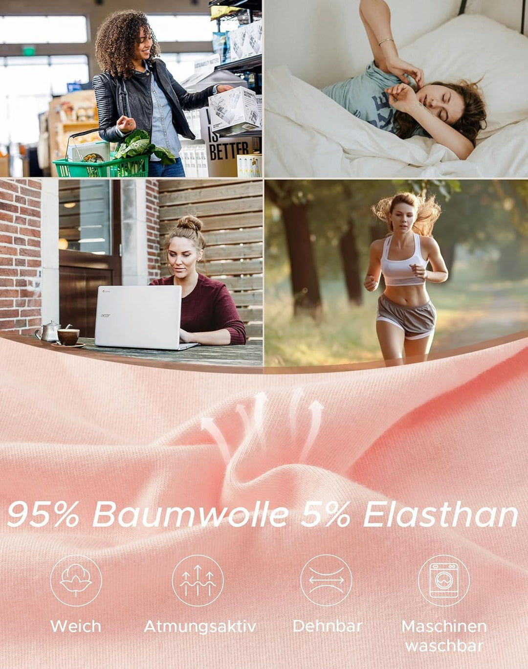 INNERSY Unterhosen Damen Baumwolle Slips Mehrpack Hipster Bequem Unterwäsche 6er Pack M Brights, M B