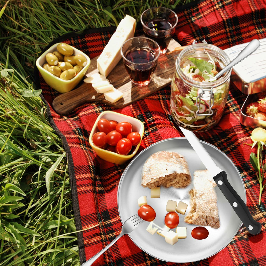 Camping Besteckset 4 Person, 20 PCS Picknick-Teller und Utensilien-Set, Tragbares Geschirr, Edelstah