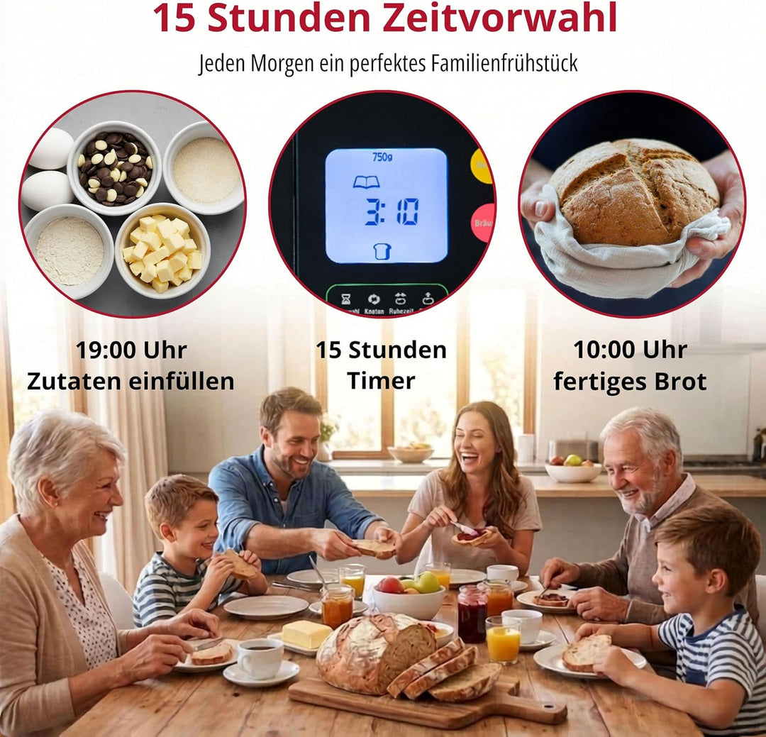 UNOLD Brotbackautomat BackProfi 68476 – Brotbackmaschine mit Nussspender, 18 Programme, Touchscreen,
