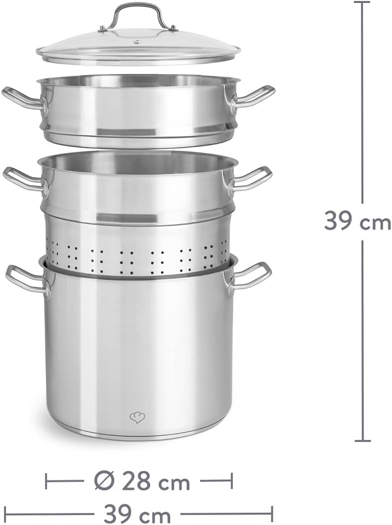 SPRINGLANE Edelstahl Kochtopf mit Glasdeckel 11 L, Gemüsetopf Induktion, Suppentopf, Nudeltopf inkl.