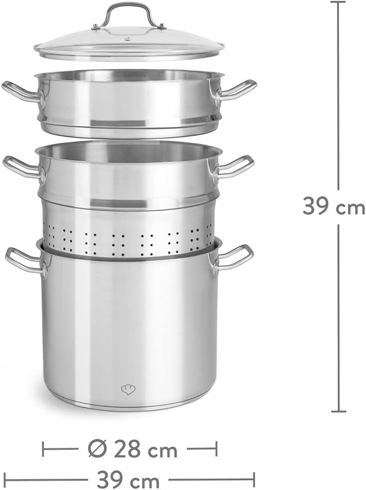 SPRINGLANE Edelstahl Kochtopf mit Glasdeckel 11 L, Gemüsetopf Induktion, Suppentopf, Nudeltopf inkl.