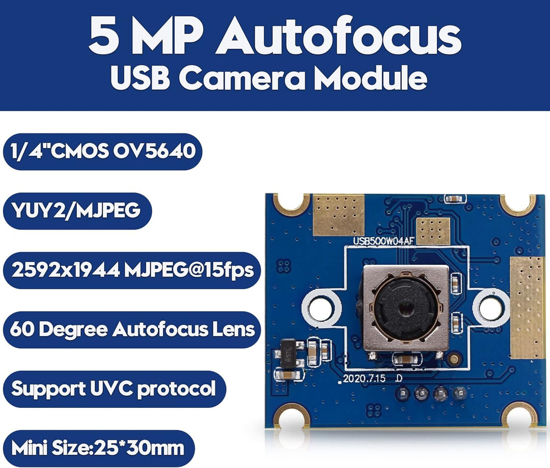 ELP 5 Megapixel Autofokus USB Kamera CMOS OV5640 60 Grad Objektiv 25 * 30mm Mini USB HD Kameramodul