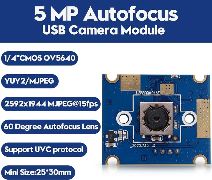 ELP 5 Megapixel Autofokus USB Kamera CMOS OV5640 60 Grad Objektiv 25 * 30mm Mini USB HD Kameramodul
