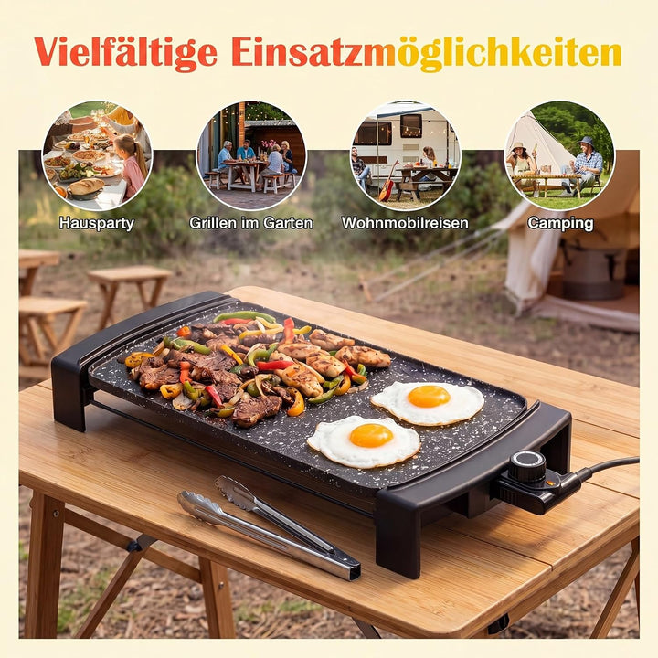 COSTWAY Elektrogrill, 2150 W Tischgrill elektrisch mit Doppelzone