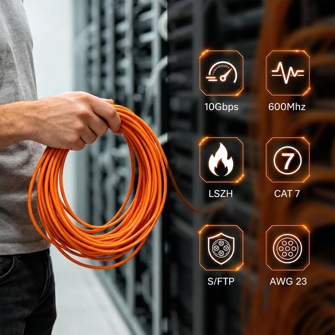 iwillink CAT 7 Verlegekabel 10m S/FTP - Leicht zu Verarbeiten AWG23 | LSZH BauPVO Eca - 10 Gbit/s, 6