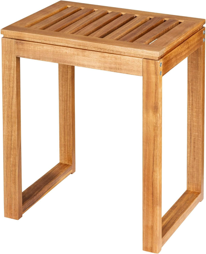 WENKO Hocker Mod. Fondi quadratischer Badhocker aus massivem Akazienholz FSC® Zertifiziert 60 x 39 x