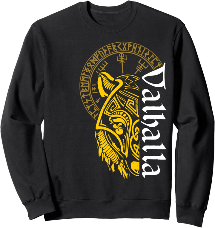 Walhalla Wolf Maske Odin Runen Nordischer Kompass Wikinger Sweatshirt
