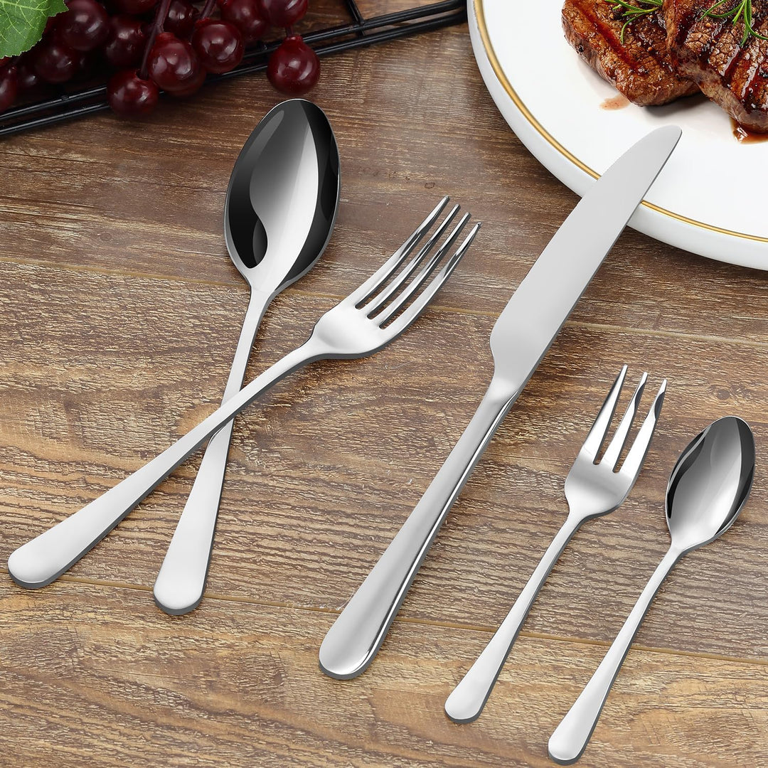 BEWOS Besteck Set für 6 Personen, 30 teilig Essbesteck Set inkl. Messer, Gabel, Löffel, Besteck Edel