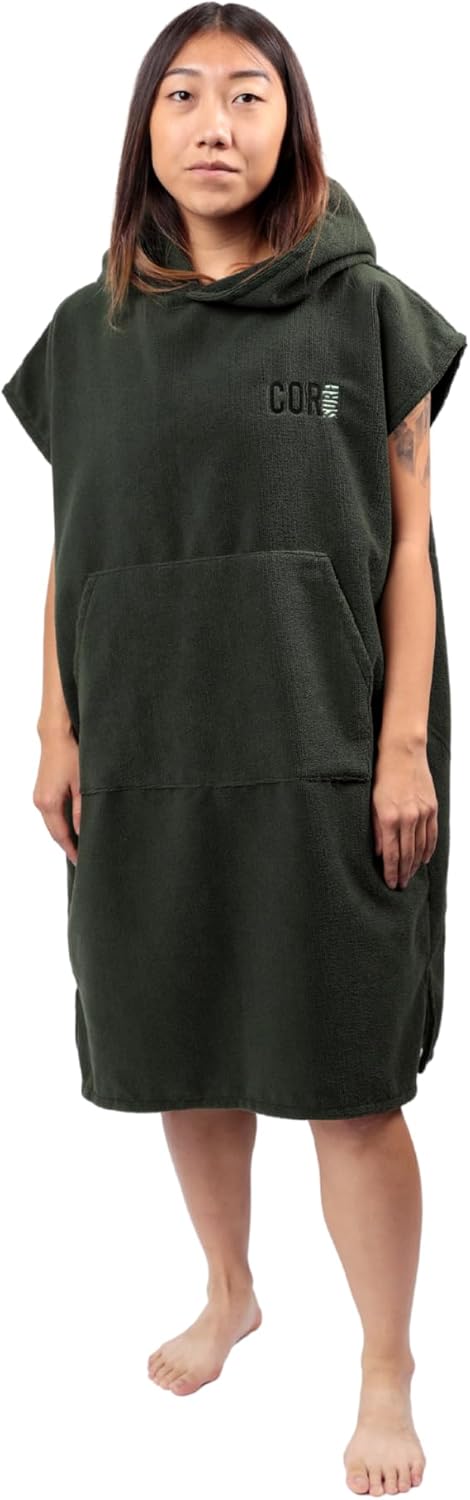 COR Surf Poncho, Wickelhandtuch, Bademantel mit Kapuze und Vordertasche, dicke, schnell trocknende M