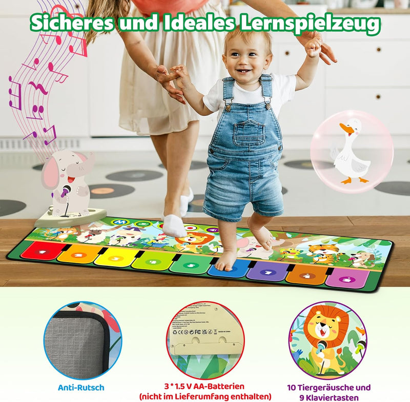 Rodzon 63301 Baby Spielzeug ab 1 Jahr, Musikmatte Kinder 19 Liedern 10 Tieren, Kinderspielzeug ab 1