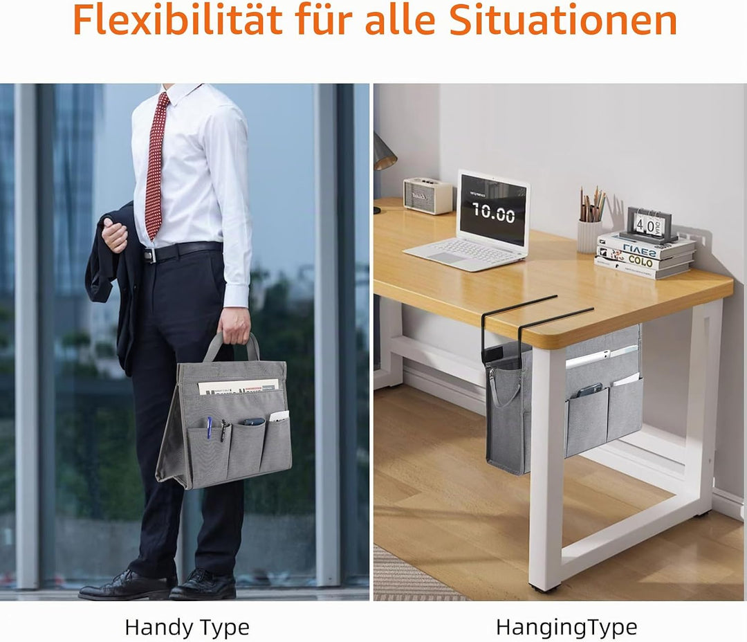 MASTLU Hängeorganizer Büro Organisation Unter Schreibtisch, Hängetasche Aufbewahrungstasche Betttasc