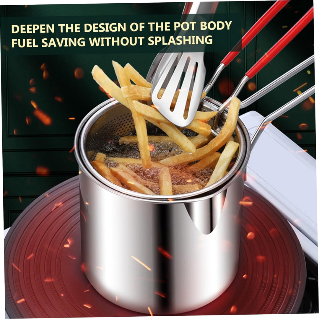 Mini Fryer Frittyer Edelstahl Fritteuchsen Topf mit Anti Scenen Griff Fritteuchsenpfanne mit Korb Mi