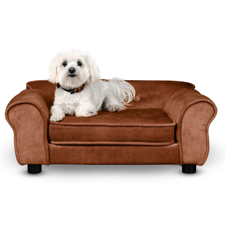 MG Design Haustiersofa in Braun – stabiles Holzgestell, weich gepolstert, pflegeleicht – Hundesofa &amp;