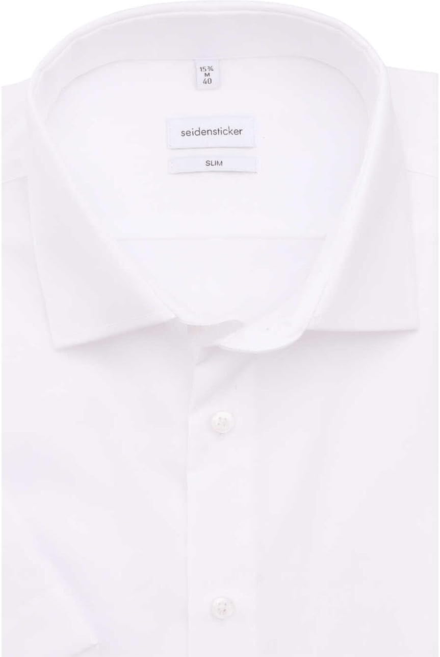 Seidensticker Herren Men Slim Shortsleeve Cotton Businesshemd 36 Weiss(676521), 36 Wei&#xDF;(676521)