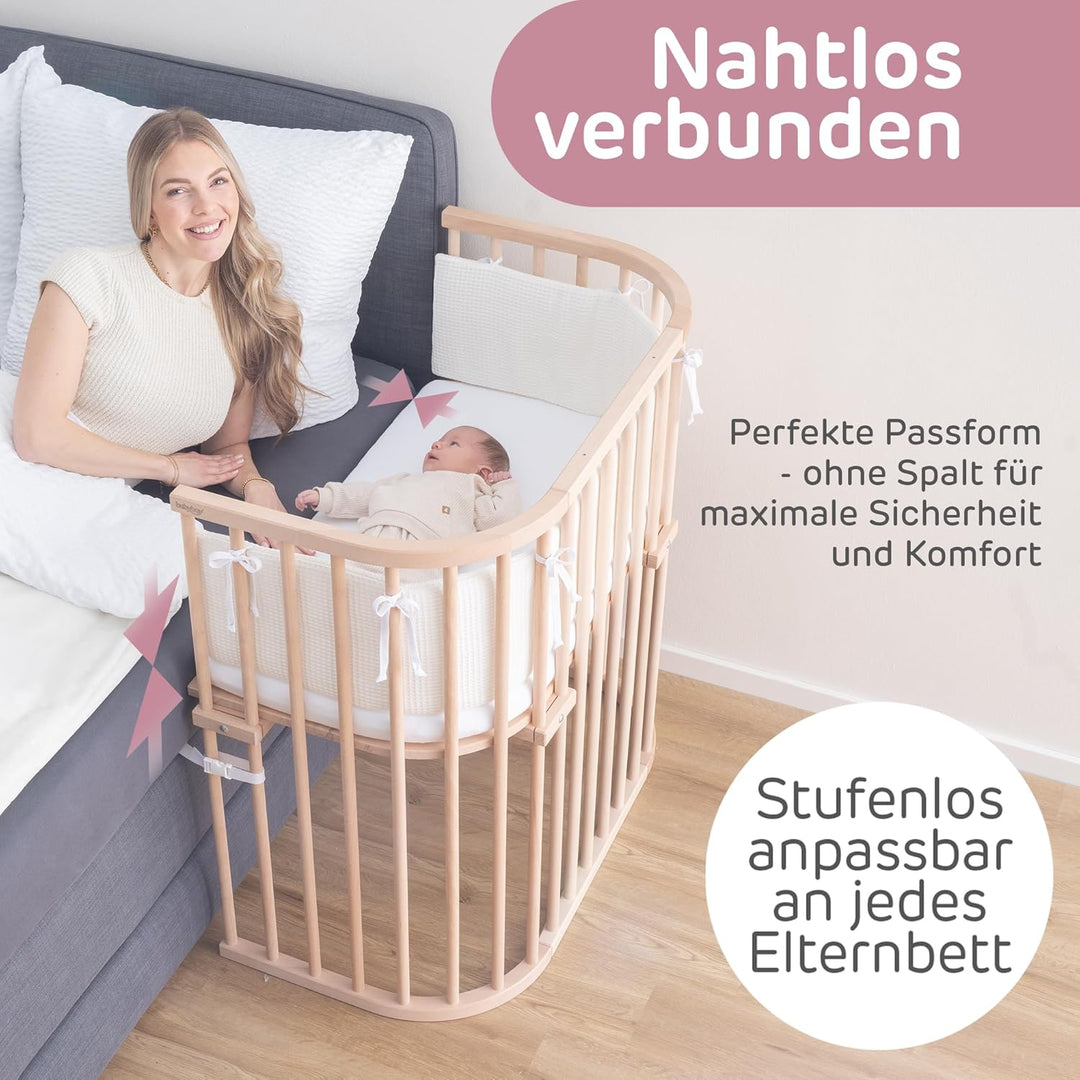 babybay Boxspring Beistellbett aus massivem Buchenholz / kompakt & verwandelbar / Kinderbett Höhe st
