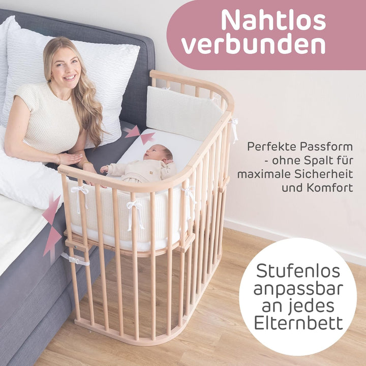 babybay Boxspring Beistellbett aus massivem Buchenholz / kompakt & verwandelbar / Kinderbett Höhe st