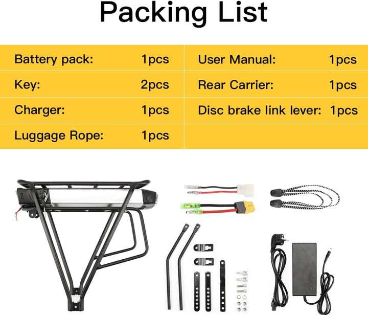 SEASON Gepäckträger Ebike Akku - 36V 13Ah 14.5Ah 15.6Ah 17.4Ah / 48V - 10.4Ah Lithinum-Ionen Batteri
