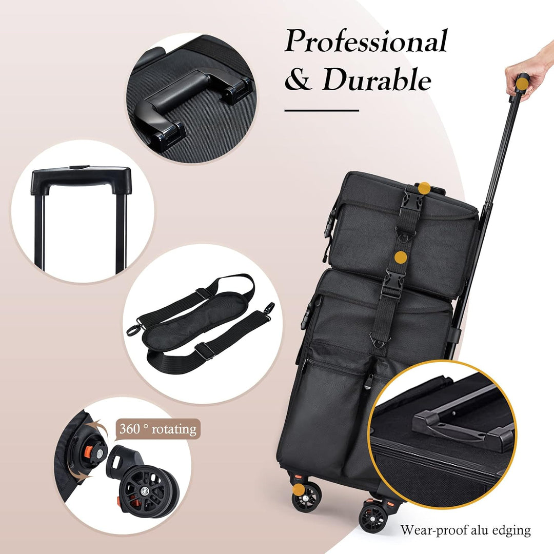Friseurkoffer mit 8 Schubladen Kosmetik Trolley Kosmetikkoffer 2 in 1 Make up Koffer Nagelkoffer mit
