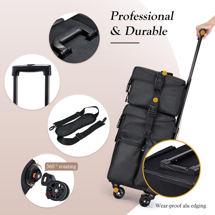 Friseurkoffer mit 8 Schubladen Kosmetik Trolley Kosmetikkoffer 2 in 1 Make up Koffer Nagelkoffer mit
