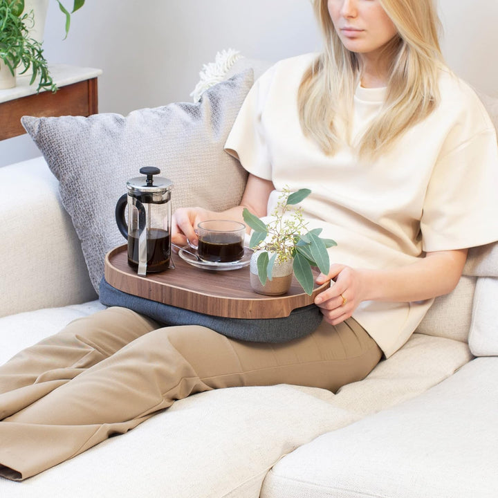 Bosign. Knietablett mit Sitzsack-Kissen für Frühstück, Abendessen. Rrutschfestes Tablett. Abnehmbare